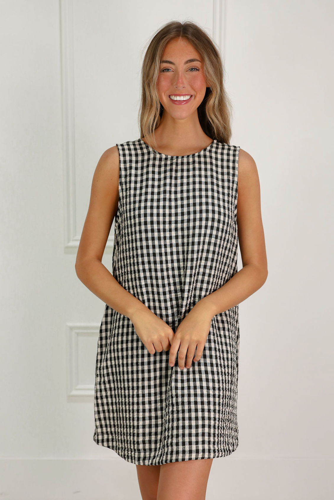 Gingham Back Detail Dress Black