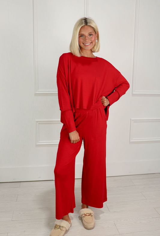 Red Lounge Top & Pants Set of 2