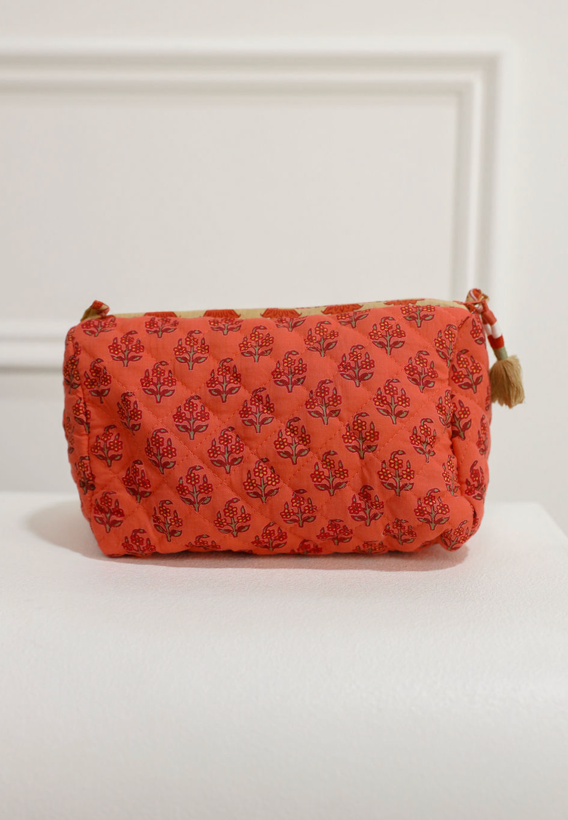 Quilted Velvet Zip Pouch