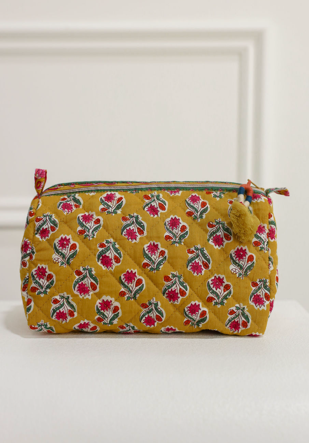 Quilted Velvet Zip Pouch