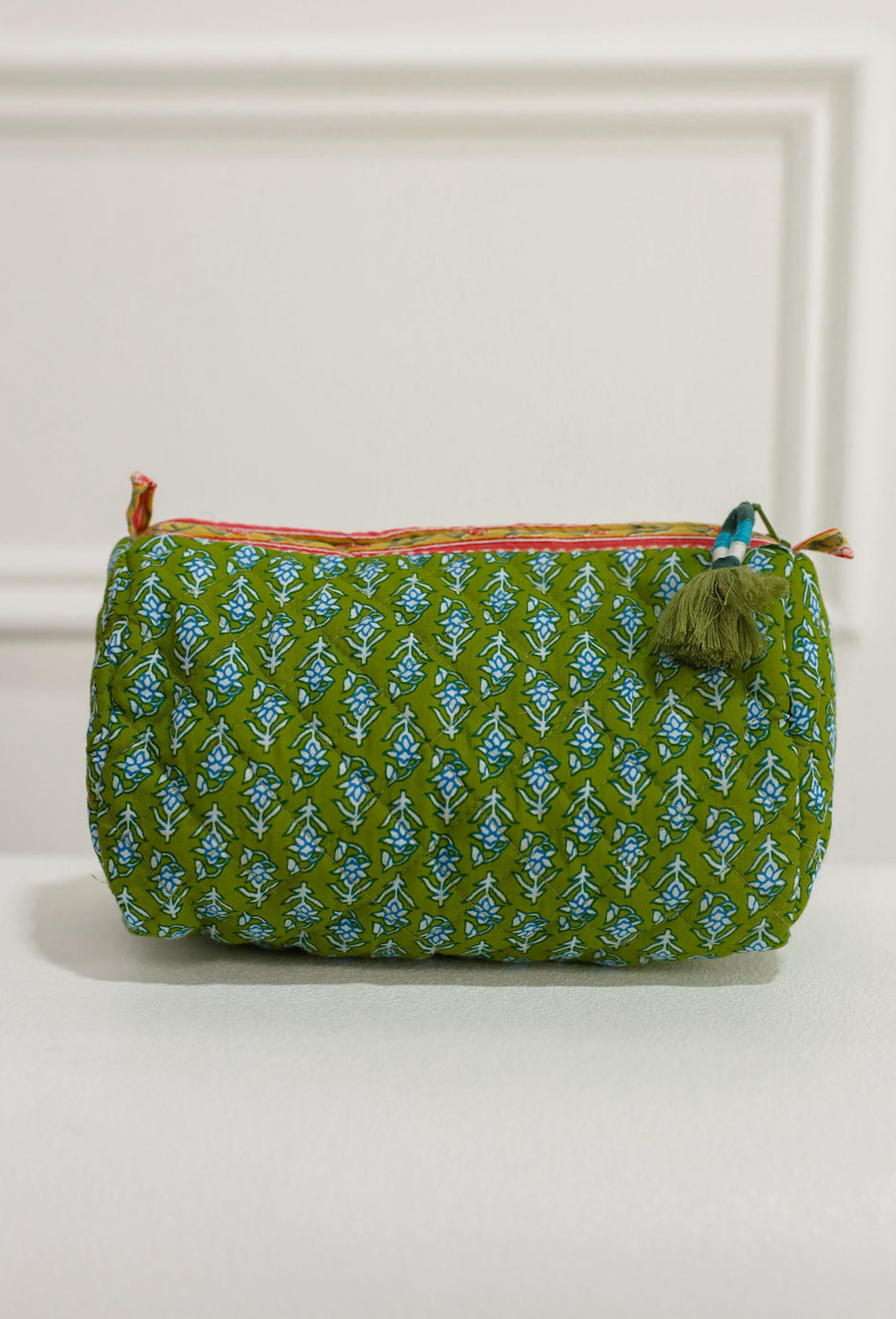 Quilted Velvet Zip Pouch