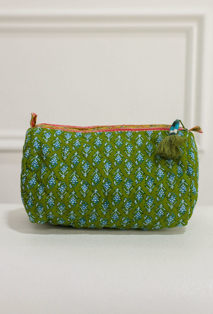 Quilted Velvet Zip Pouch
