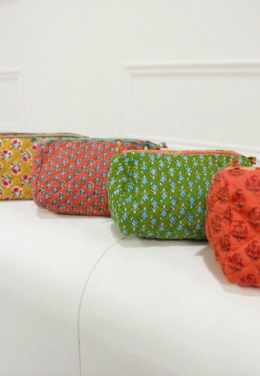 Quilted Velvet Zip Pouch