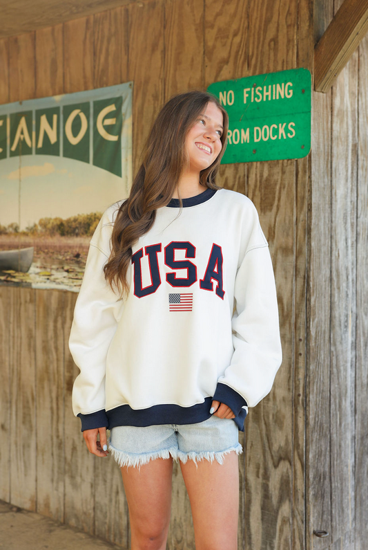 USA Patriotic Oversized Sweatshirt - Clothe Boutique