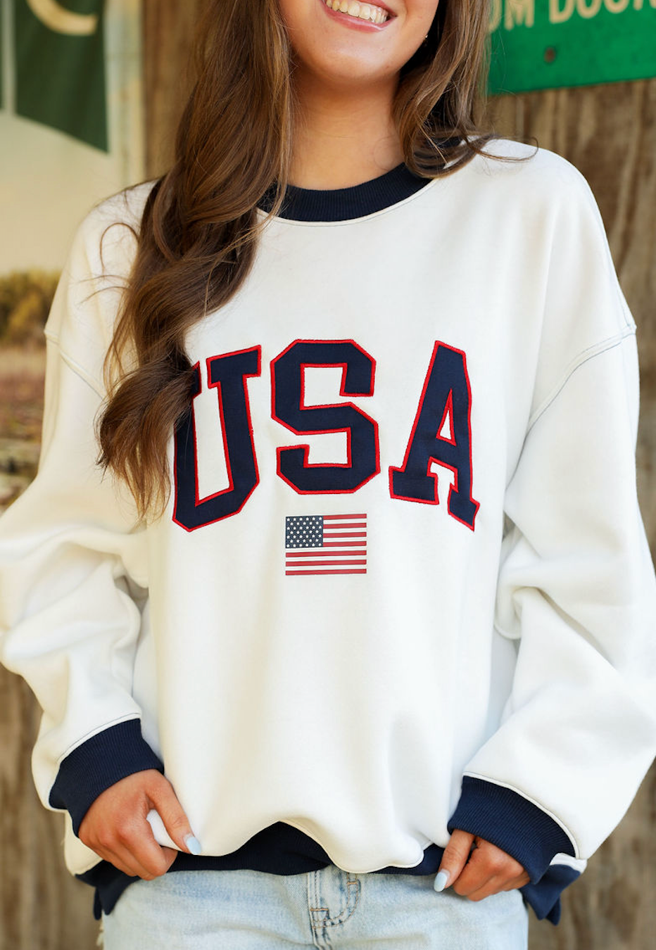 USA Patriotic Oversized Sweatshirt - Clothe Boutique