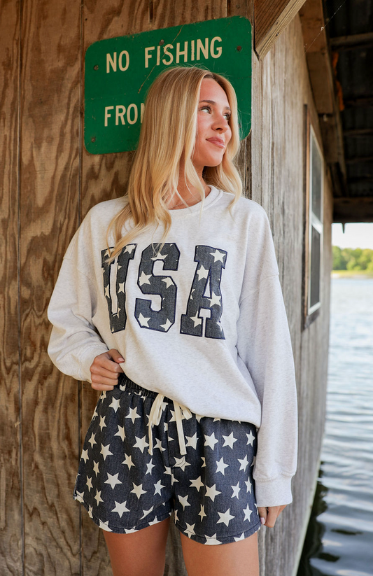 Grey USA Star Sweatshirt