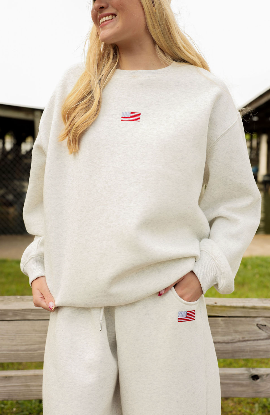 US Flag Relaxed Fit Sweatpants White - Clothe Boutique