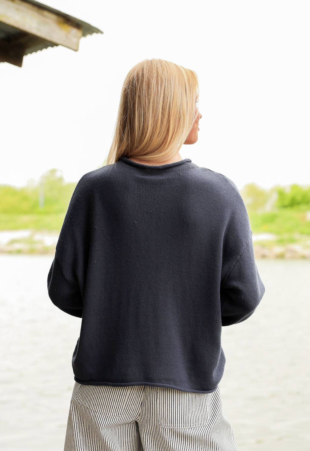Navy Flag Knit Crewneck