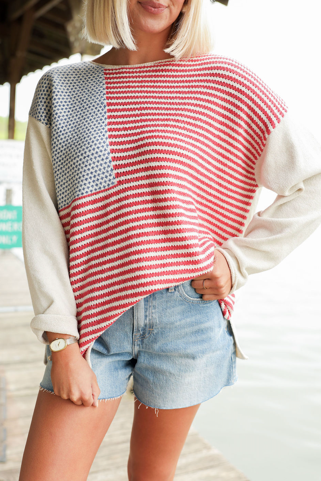 Boat Neck Flag Sweater - Clothe Boutique