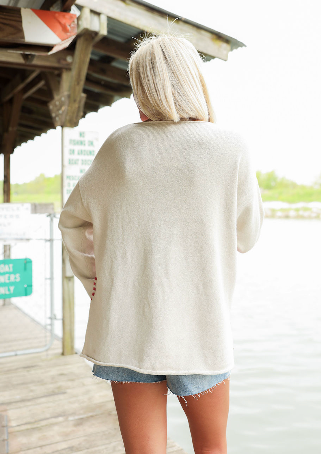 Boat Neck Flag Sweater - Clothe Boutique