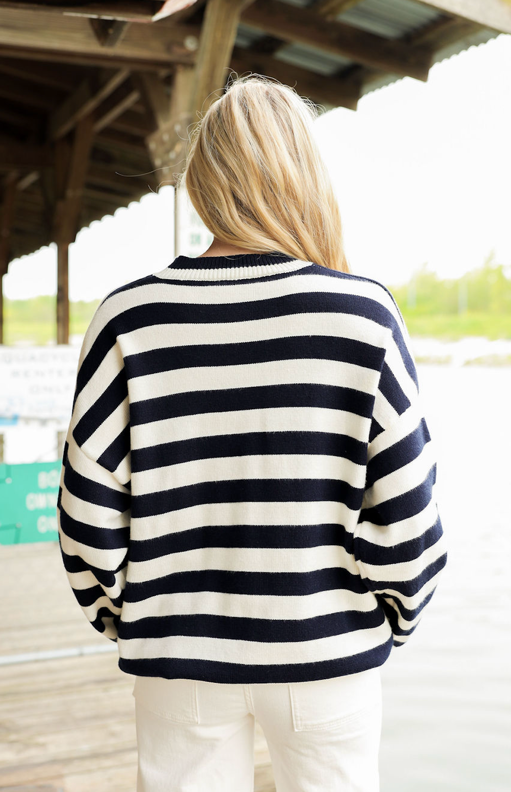 USA Navy Stripe Crewneck