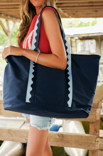 Navy Neoprene Beach Tote
