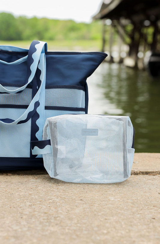 Mesh Zip Pouch Blue