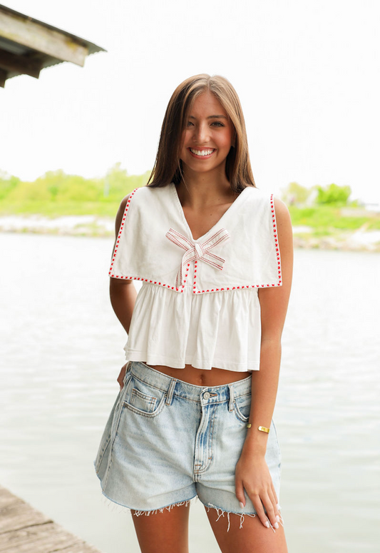 Sailor Collar Bow Top