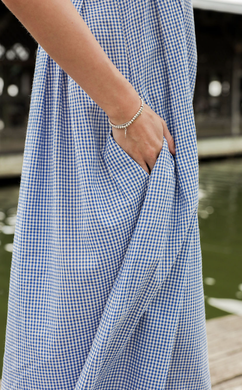 Blue Gingham Cami Midi Dress - Clothe Boutique