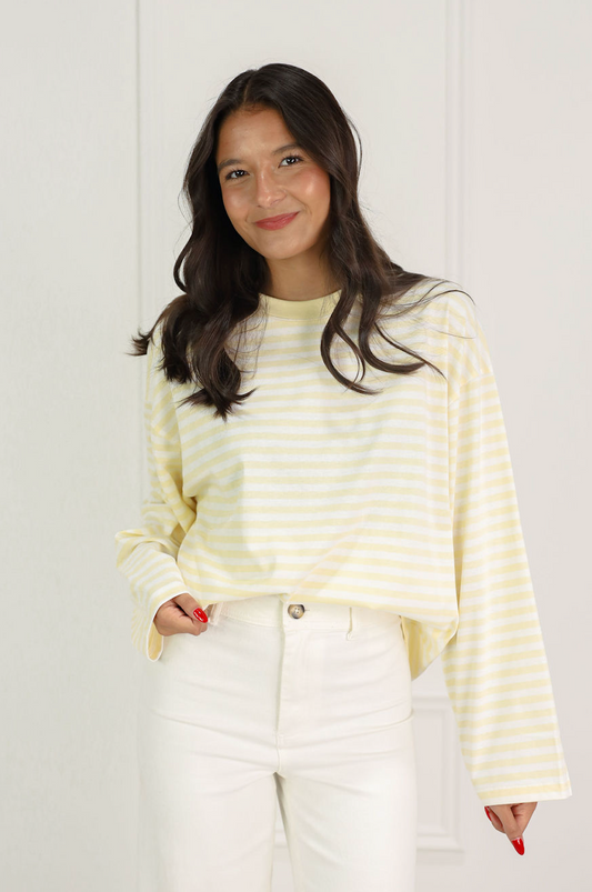 Stripe Long Sleeve Top Lemon