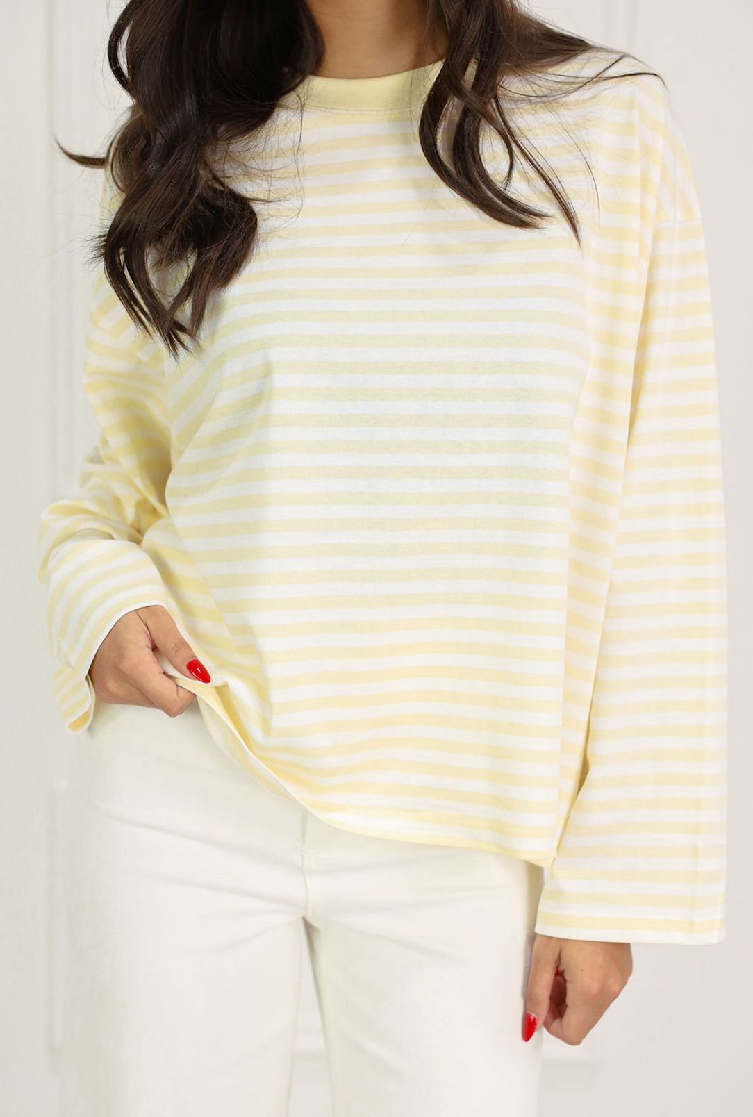 Stripe Long Sleeve Top Lemon