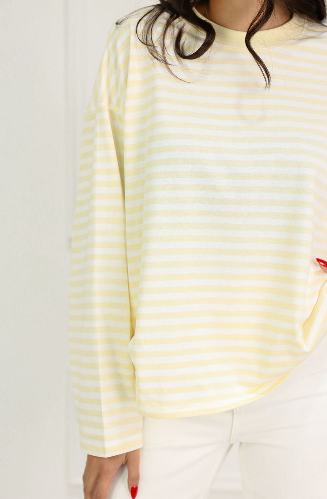 Stripe Long Sleeve Top Lemon