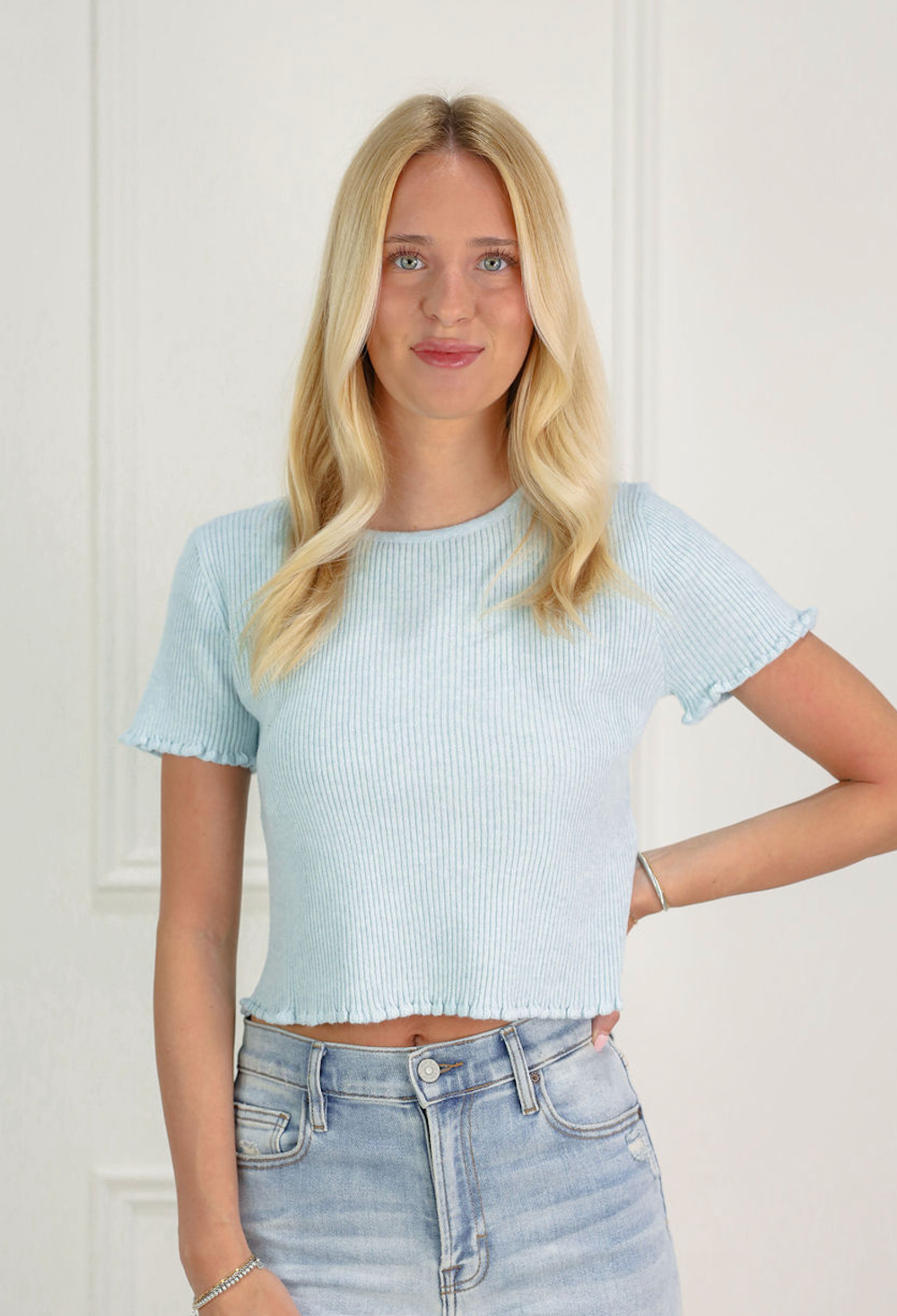 Essential Ribbed Top Blue