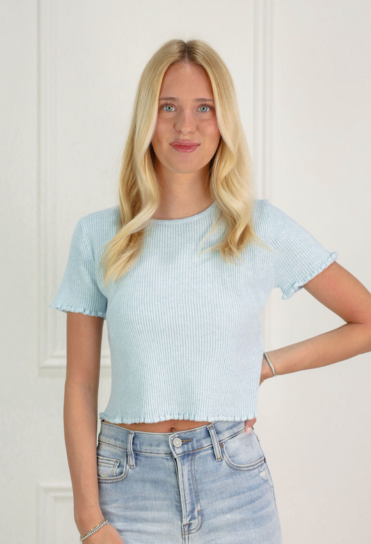 Essential Ribbed Top Blue