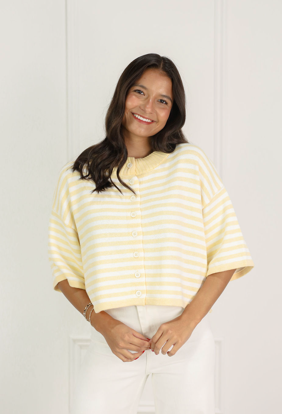Natalia Stripe Cardigan Yellow