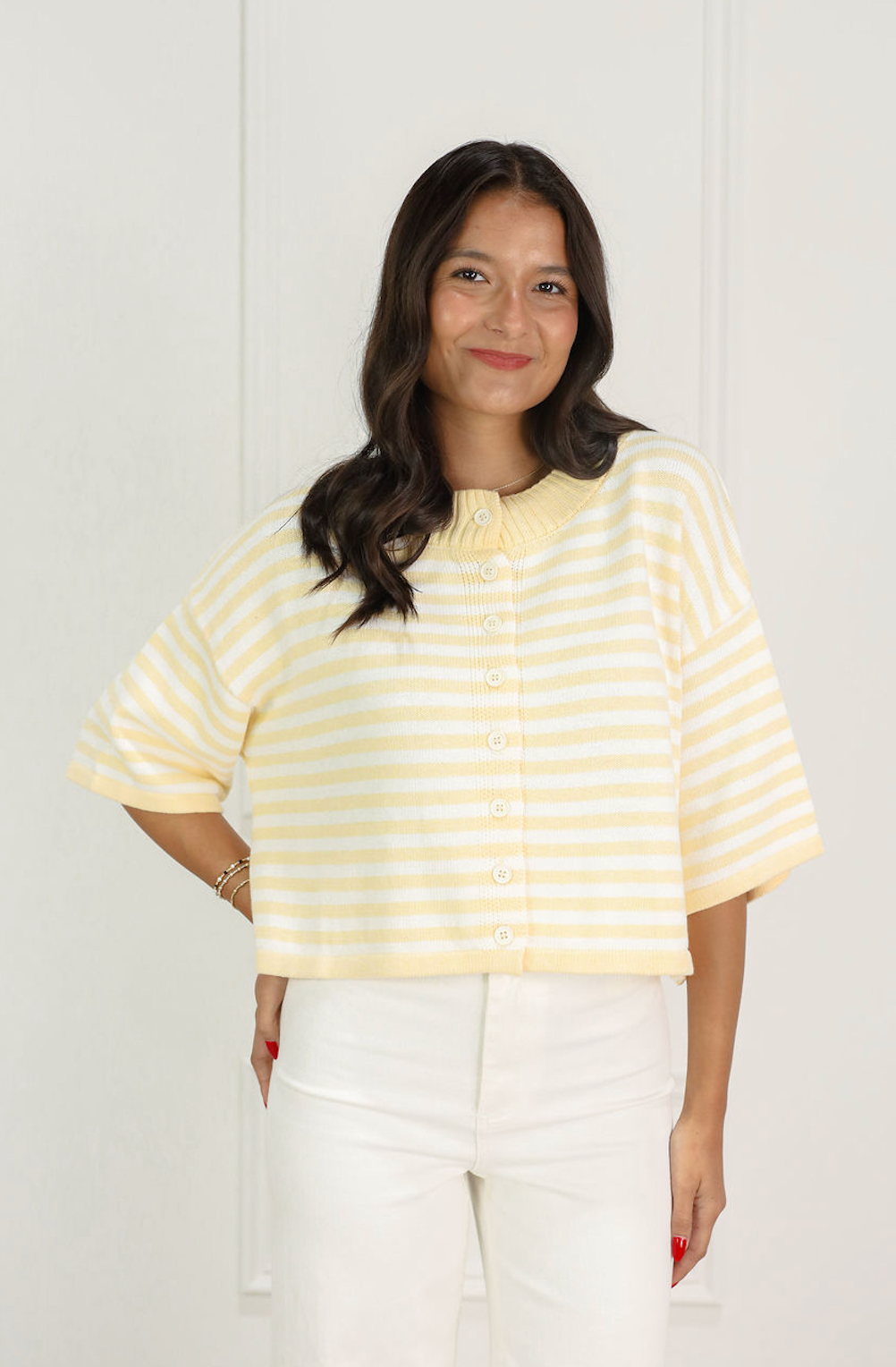Natalia Stripe Cardigan Yellow