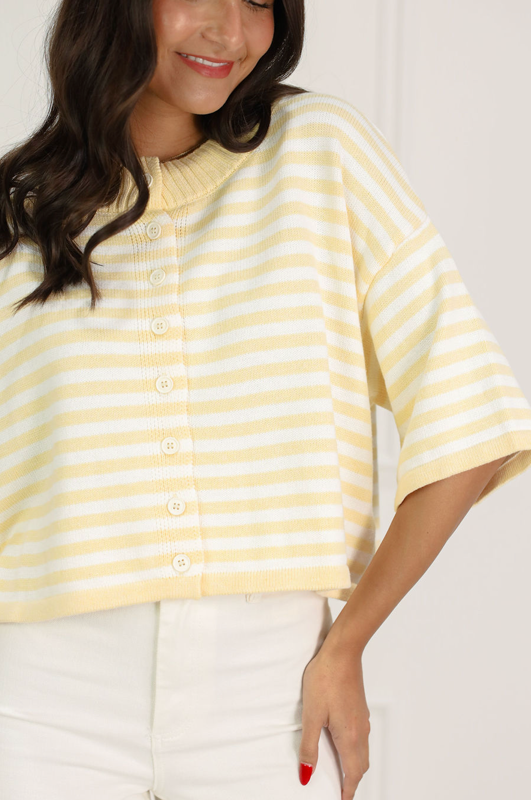 Natalia Stripe Cardigan Yellow