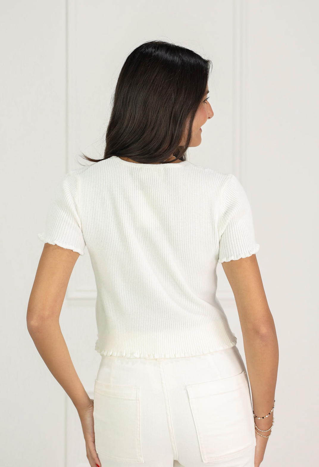 Essential Ribbed Top Cream - Clothe Boutique