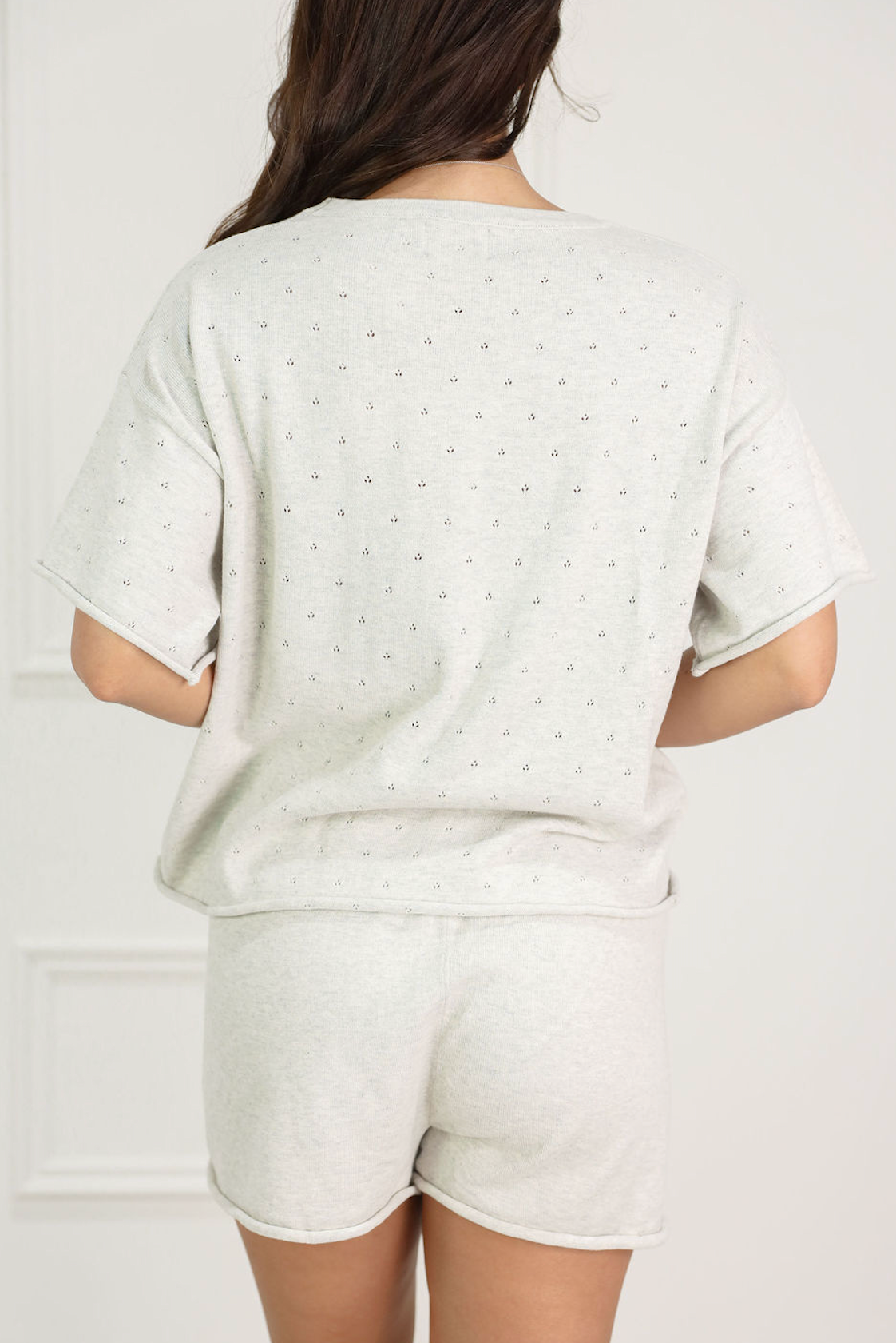 Pointelle Knit Set of 2 Grey