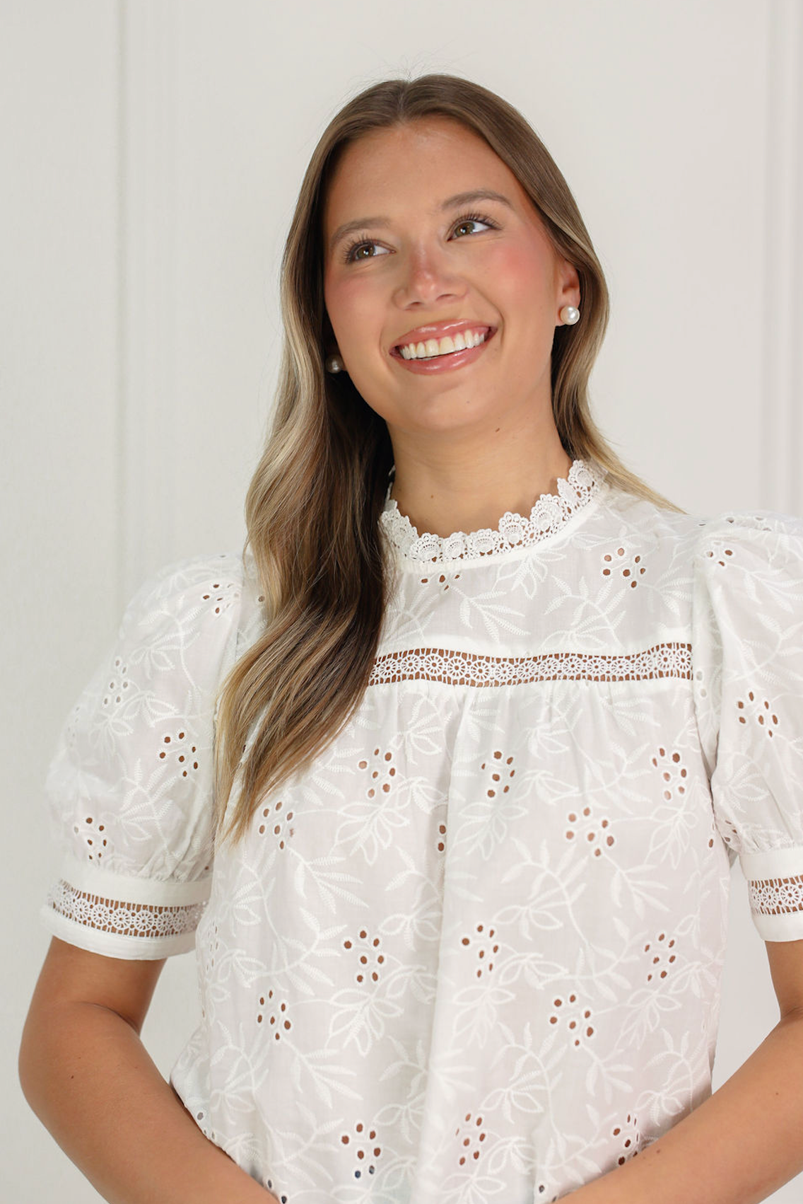 Micah Embroidered Puff Sleeve Top