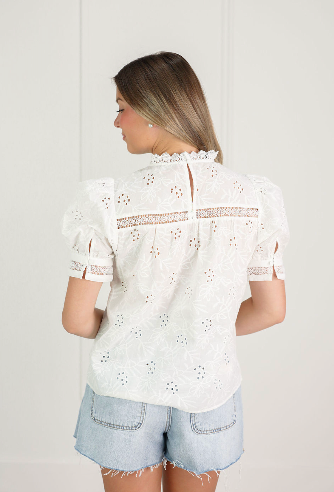 Micah Embroidered Puff Sleeve Top