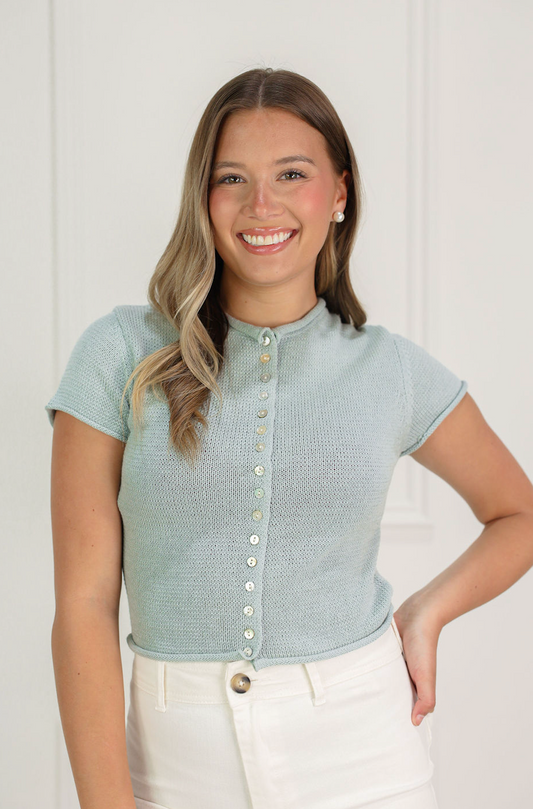 Cap Sleeve Sweater Top Mint