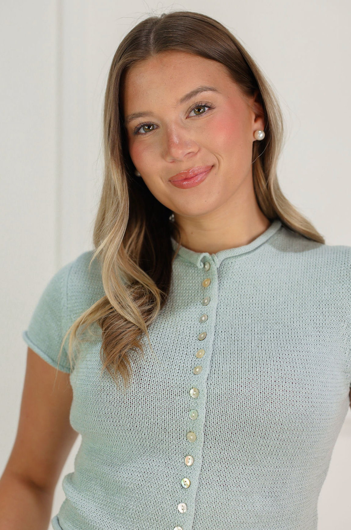 Cap Sleeve Sweater Top Mint