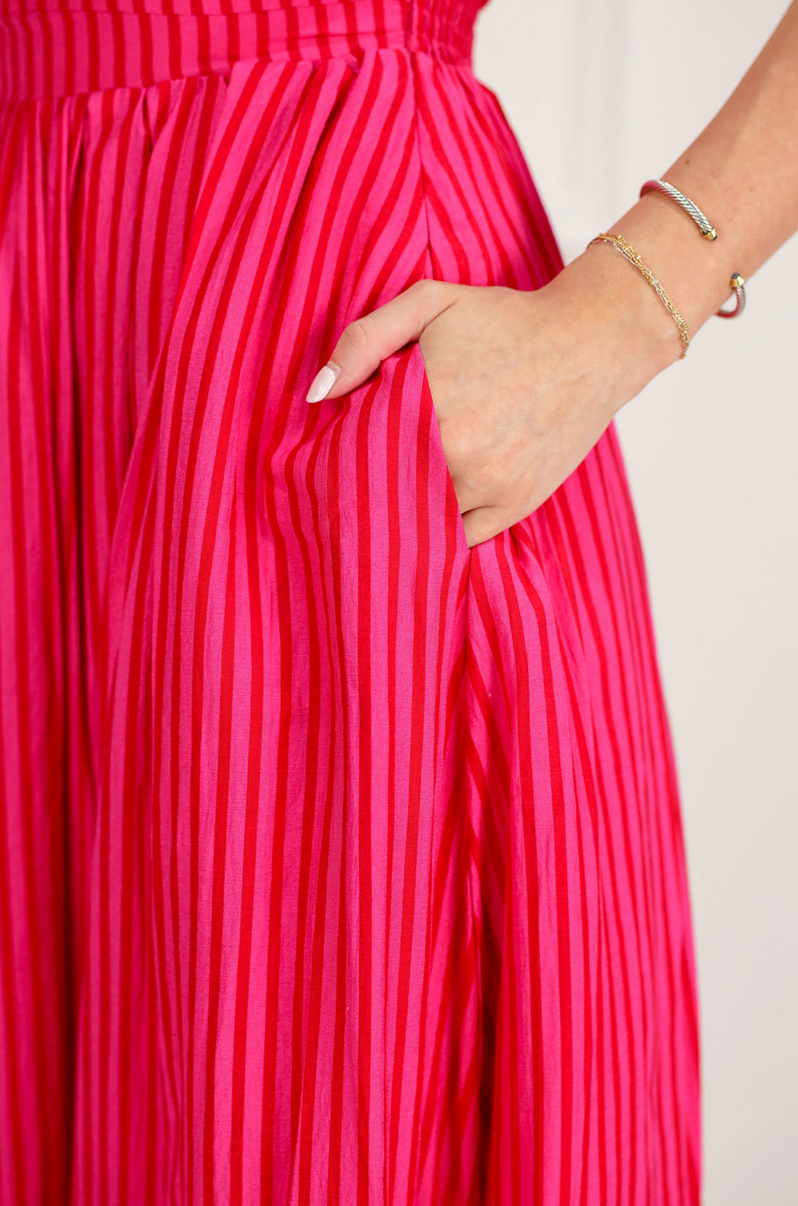 Striped Tube Top Midi Dress Pink
