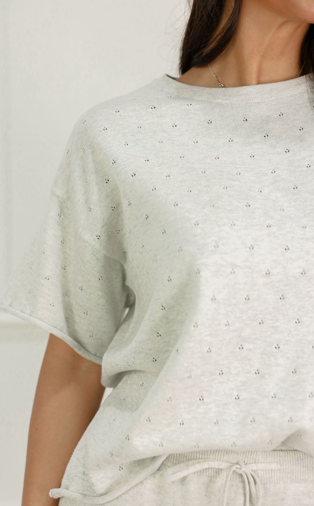 Pointelle Knit Set of 2 Grey