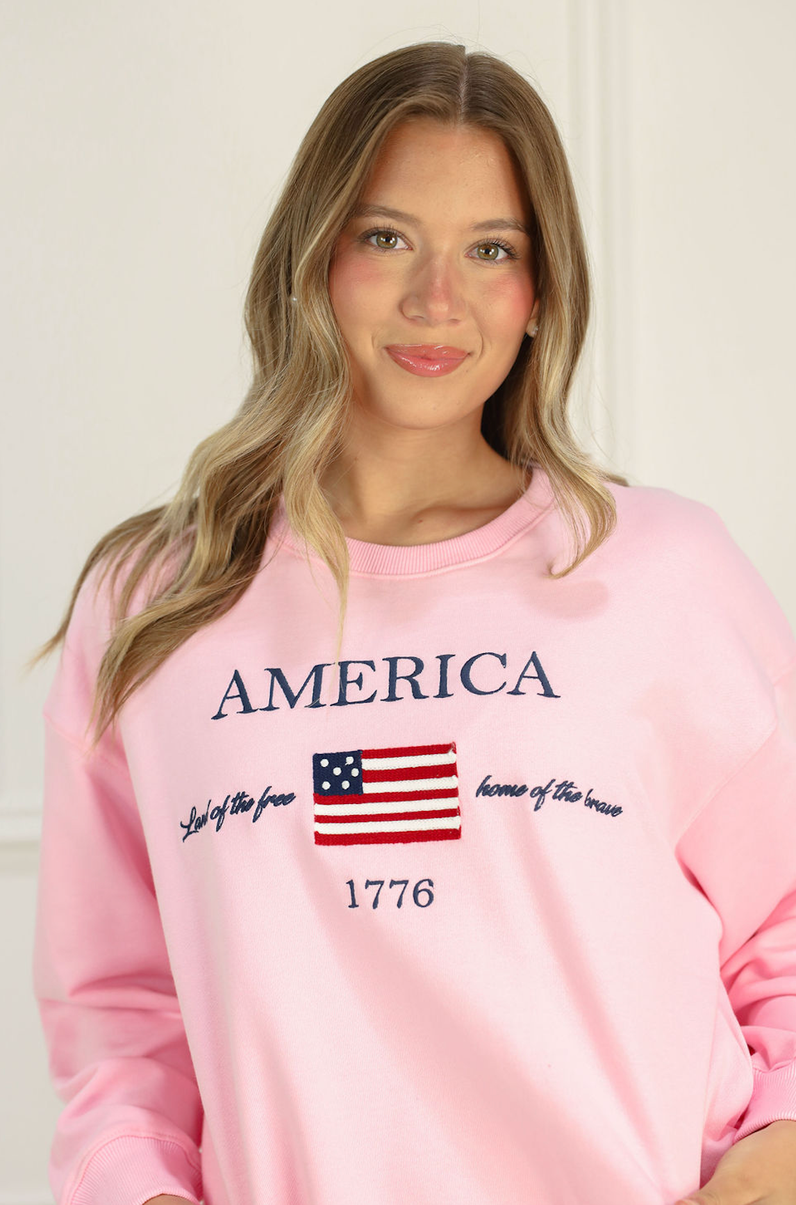 Pink America Flag Crewneck - Clothe Boutique