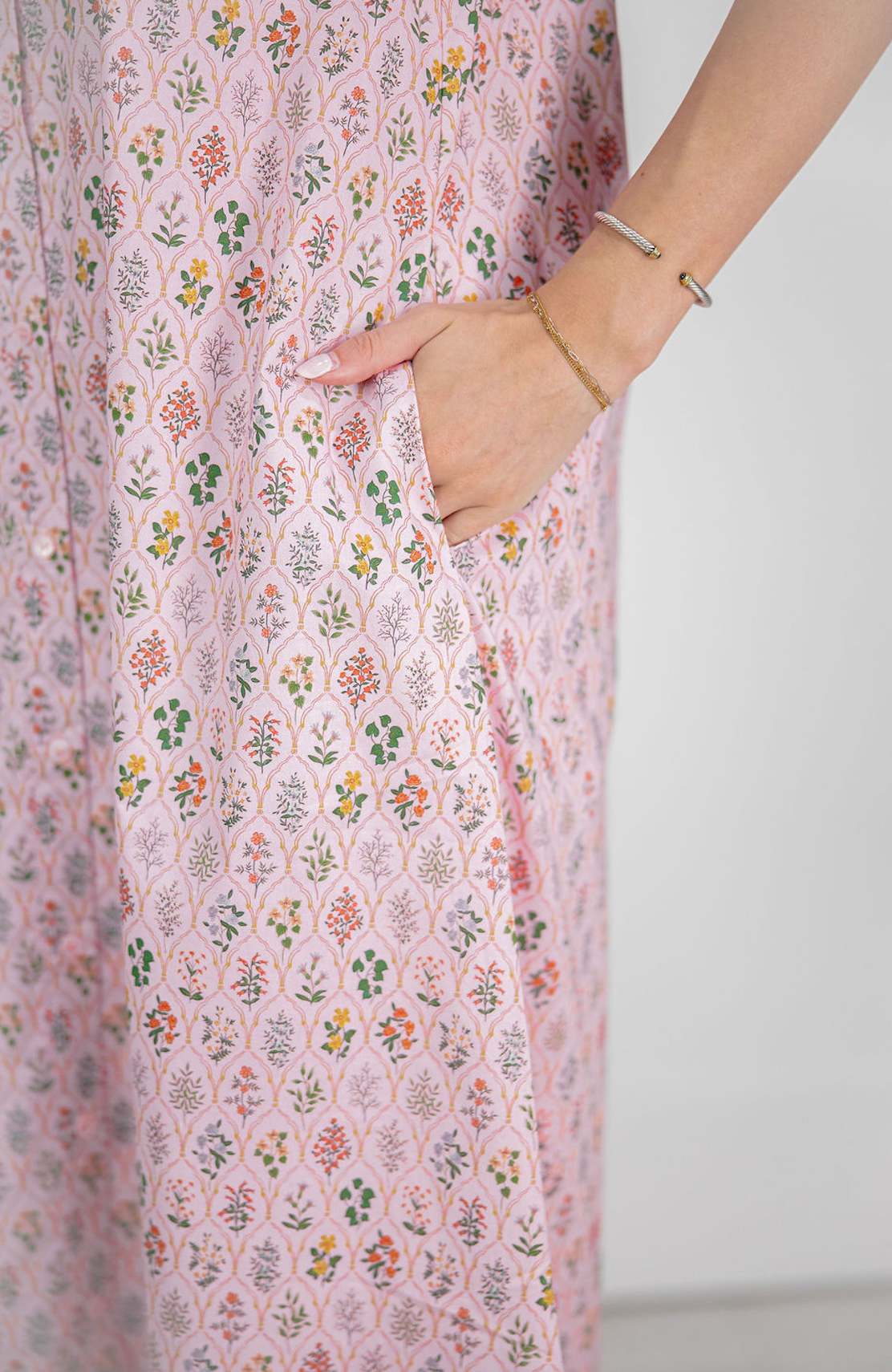 Ruffled Mock Neck Floral Midi Dress