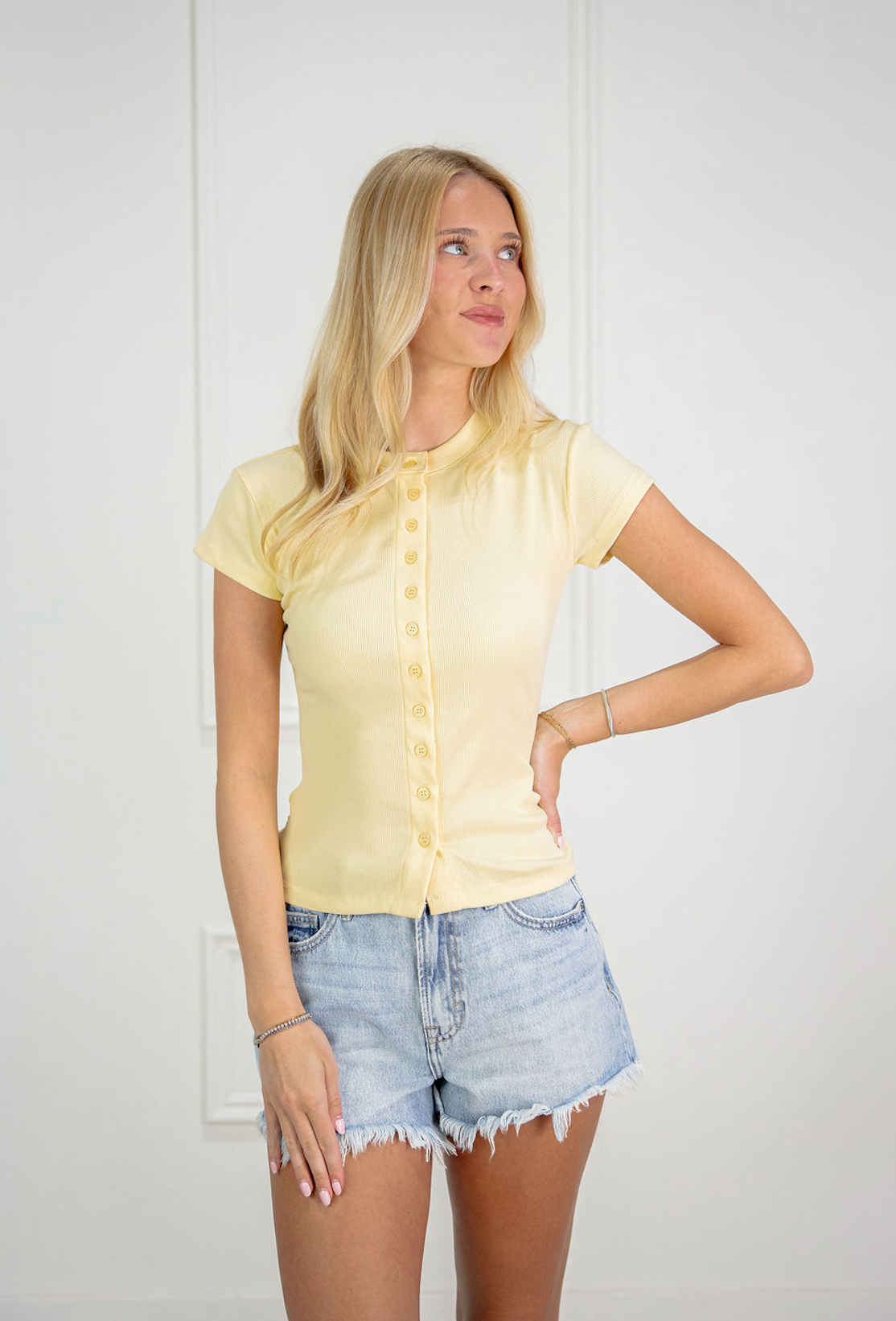 Simple Button Down Top Yellow