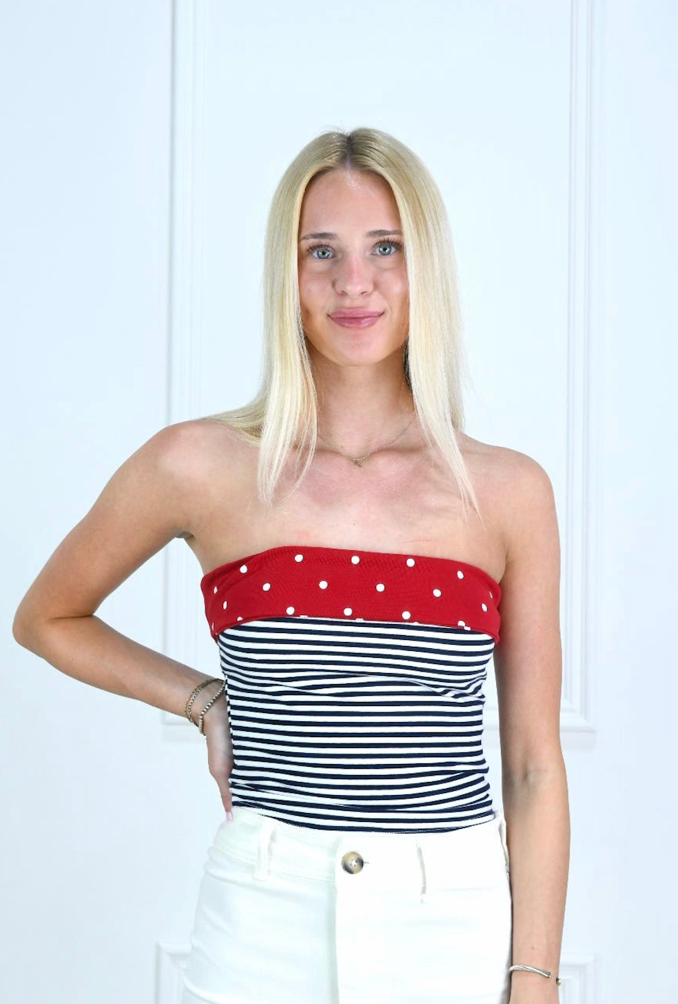 Dante Strapless Polka Dot Top