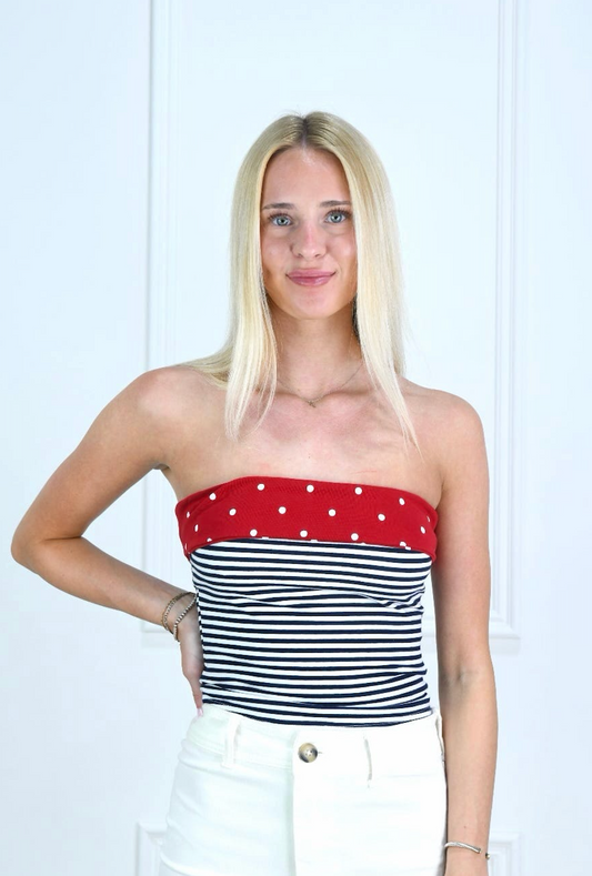 Dante Strapless Polka Dot Top