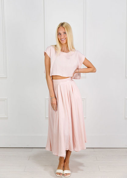 Light Pink Crop Top & Midi Skirt Set of 2