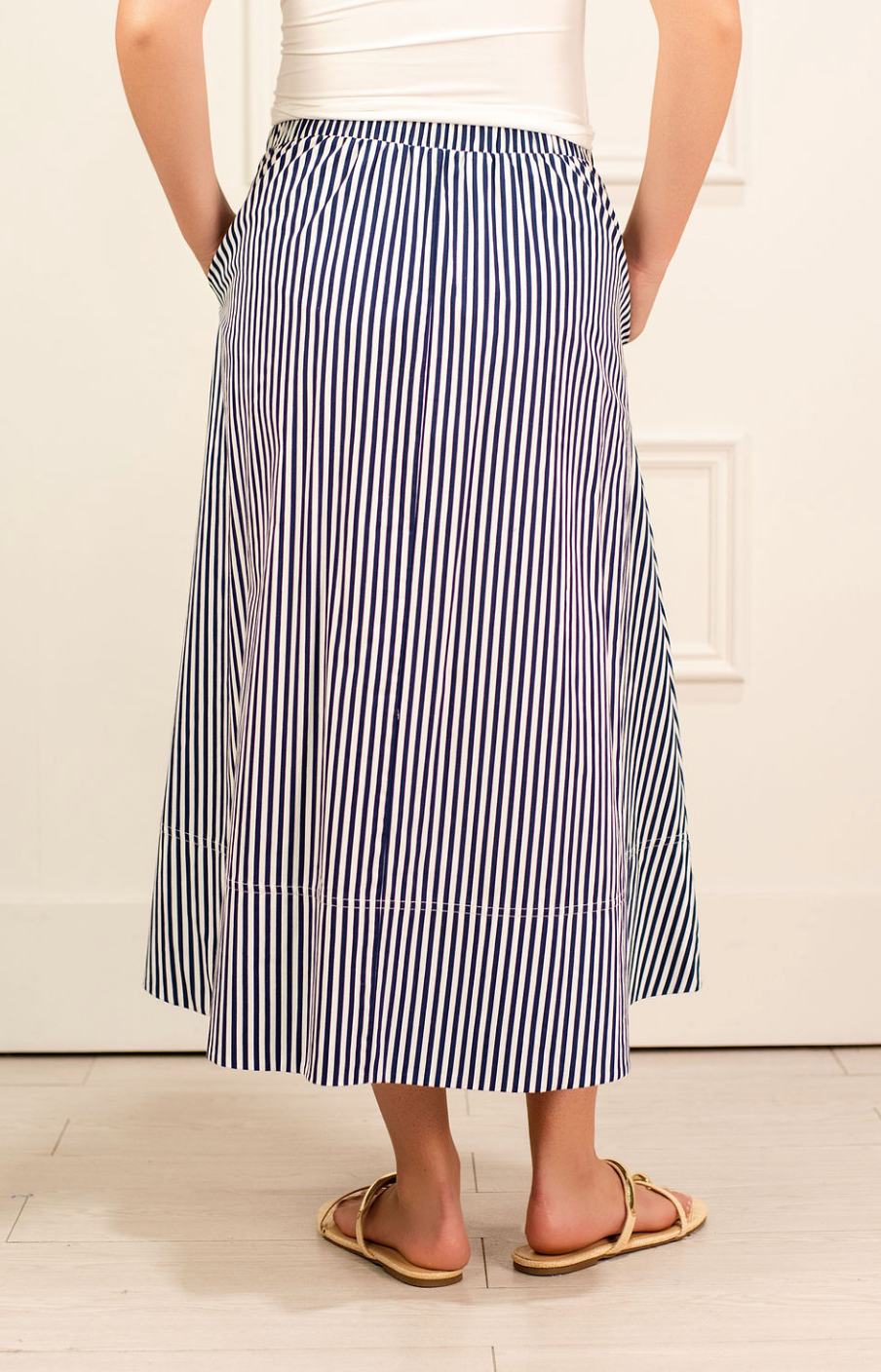 Striped Flowy Skirt Navy