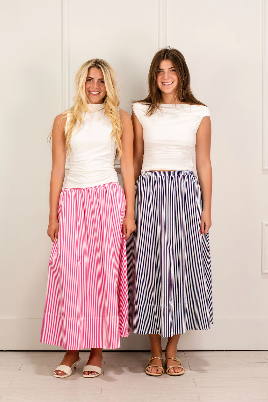 Striped Flowy Skirt Pink