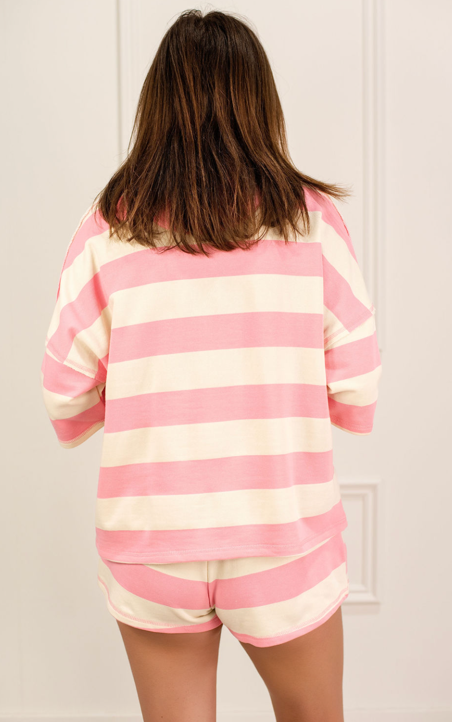Stripe Terry Top & Shorts Set of 2 Pink