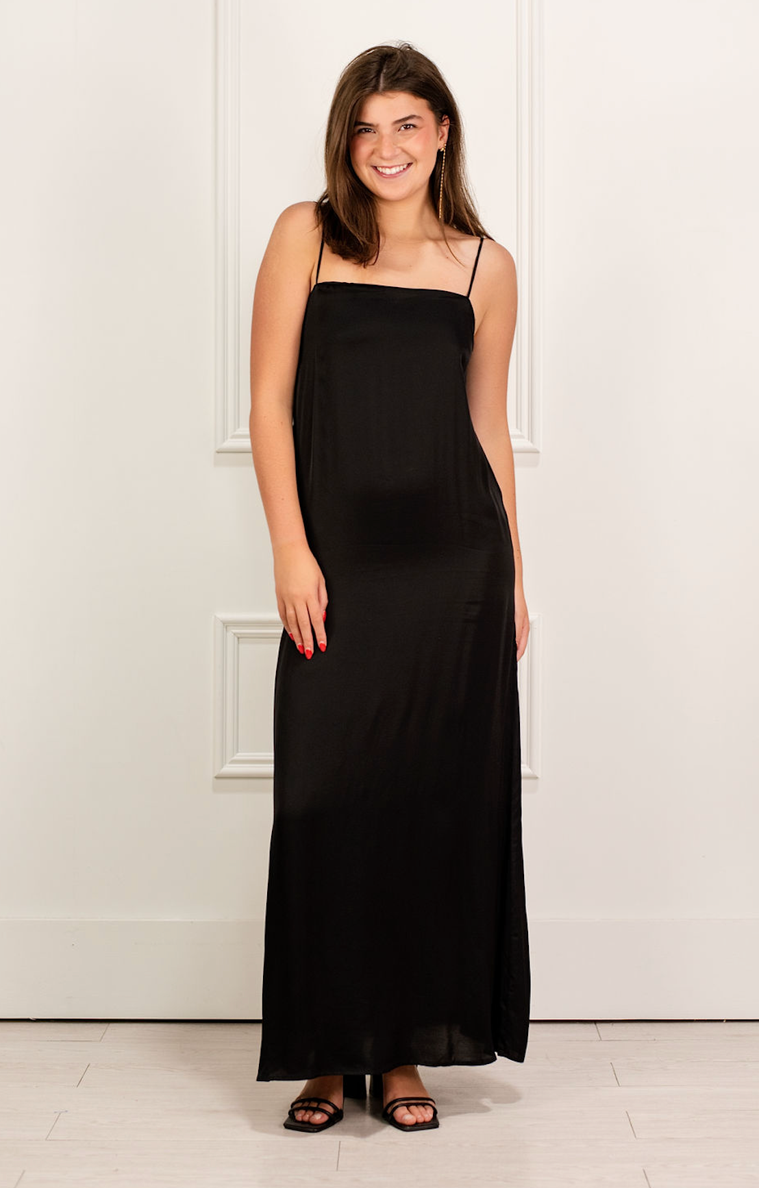 Georgie Satin Maxi Dress Black