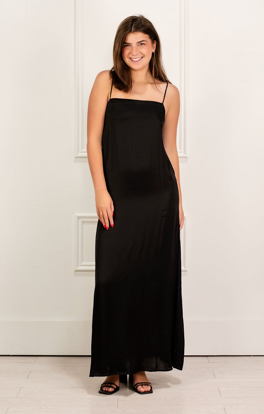 Georgie Satin Maxi Dress Black