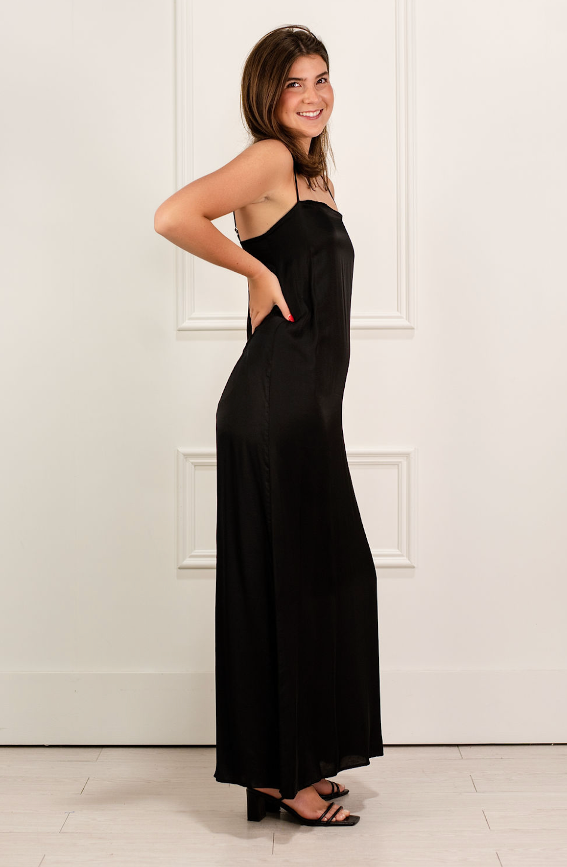 Georgie Satin Maxi Dress Black