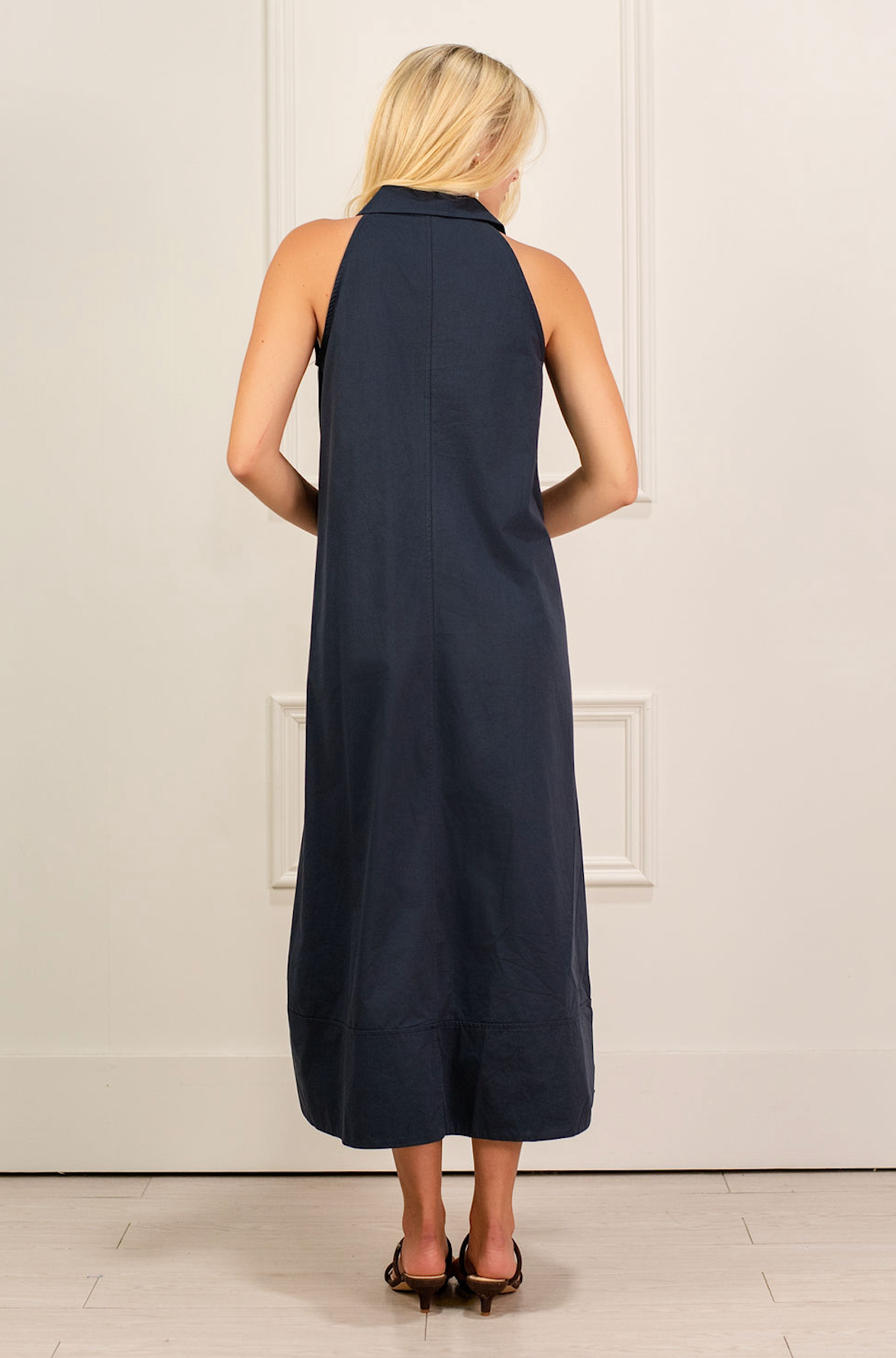 Collared Midi Dress Navy