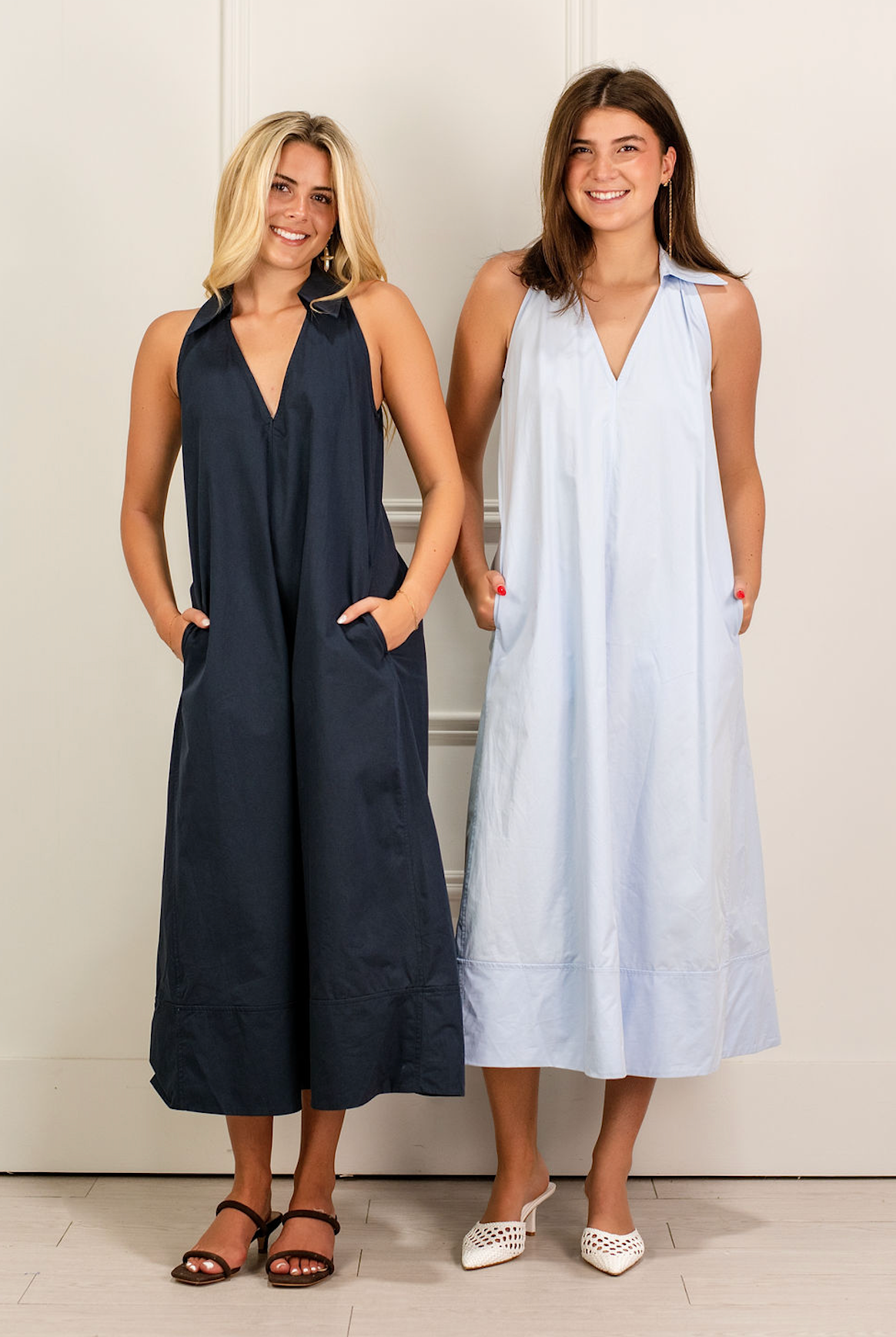 Collared Midi Dress Blue
