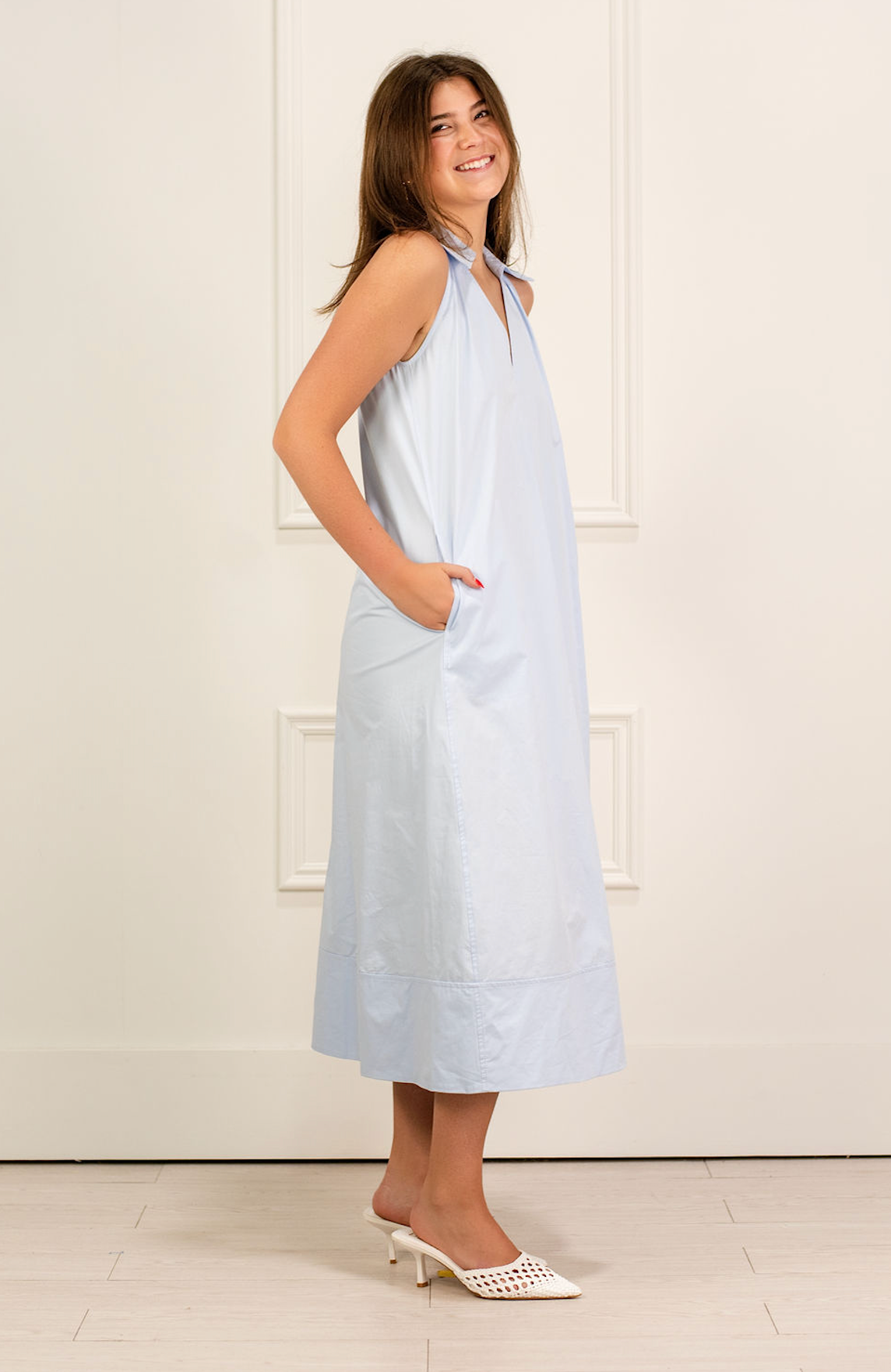 Collared Midi Dress Blue
